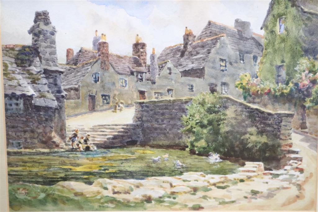 W W Collins, two watercolours, Purbeck Heath and Old Mill Pool, Swanage, signed, 17 x 25cm, framing differs